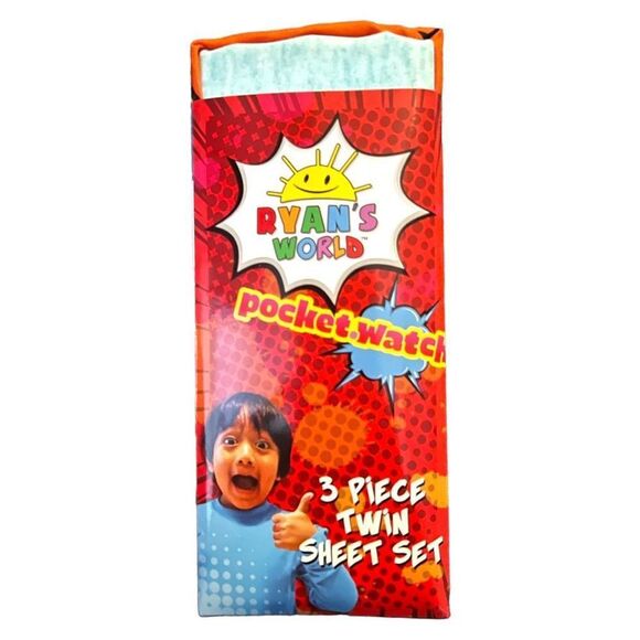 NEW Ryan's World Kids 3 Piece Twin Sheet Set Pocketwatch Soft  - Picture 6 of 10